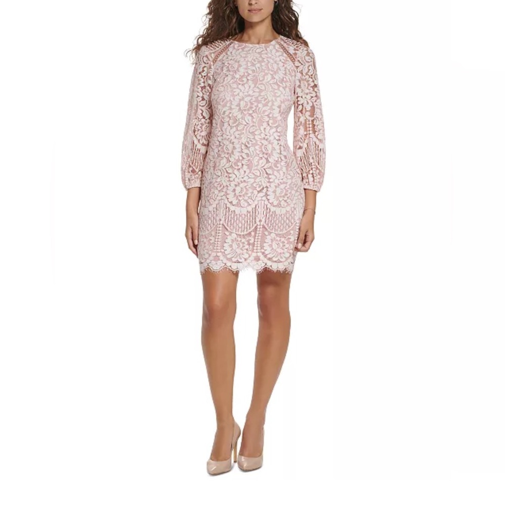 Vince Camuto
Women's Lace Blouson-Sleeve Shift Dress 	
ivory beige